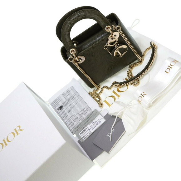 Dior Lizard Handbag  Green Lady Mini - Picture 1 of 10